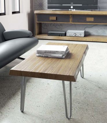Mesa de centro retangular de madeira e metal MOZT